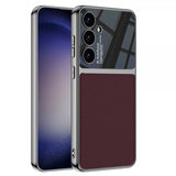 GKK Samsung Galaxy S24 Plus Skal Pläterad Kant Lädermönster Röd