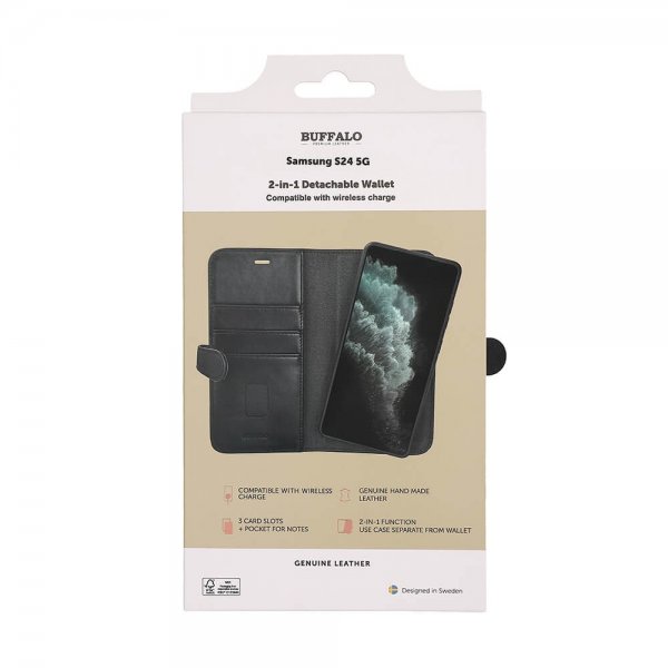 Buffalo Samsung Galaxy S24 Fodral 2-in-1 Detachable Wallet Svart