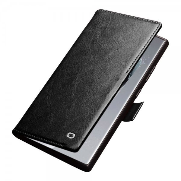 Qialino Samsung Galaxy S24 Ultra Fodral Äkta läder Kortfack Svart