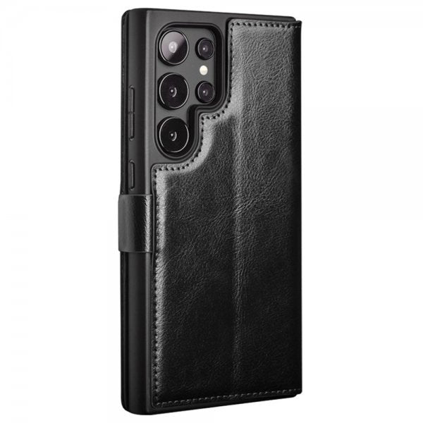 Qialino Samsung Galaxy S24 Ultra Fodral Äkta läder Kortfack Svart
