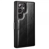 Qialino Samsung Galaxy S24 Ultra Fodral Äkta läder Kortfack Svart