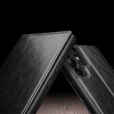 Qialino Samsung Galaxy S24 Ultra Fodral Äkta Läder Svart