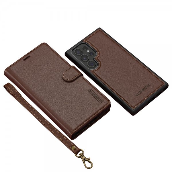 Lc.Imeeke Samsung Galaxy S24 Ultra Fodral med Löstagbart Skal L2 Series MagSafe Brun
