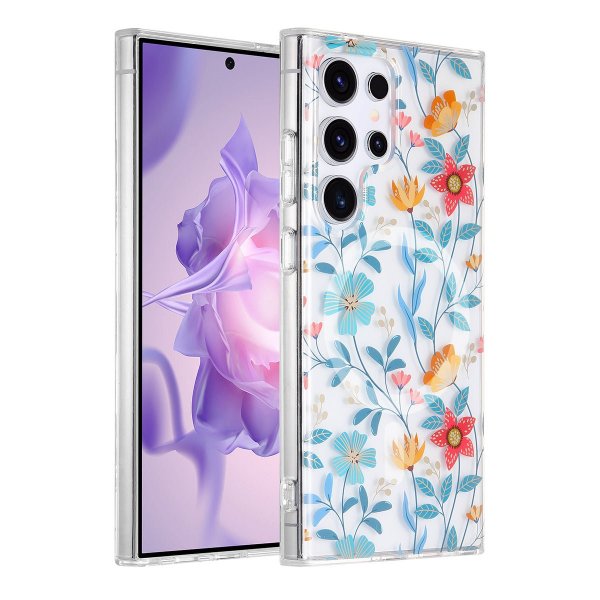 Samsung Galaxy S24 Ultra Skal Blommönster MagSafe Kvistar