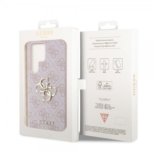 Guess Samsung Galaxy S24 Ultra Skal 4G Metal Logo Rosa