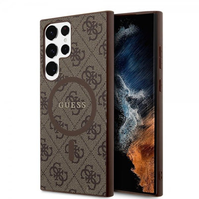 Guess Samsung Galaxy S24 Ultra Skal 4G Pattern MagSafe Brun