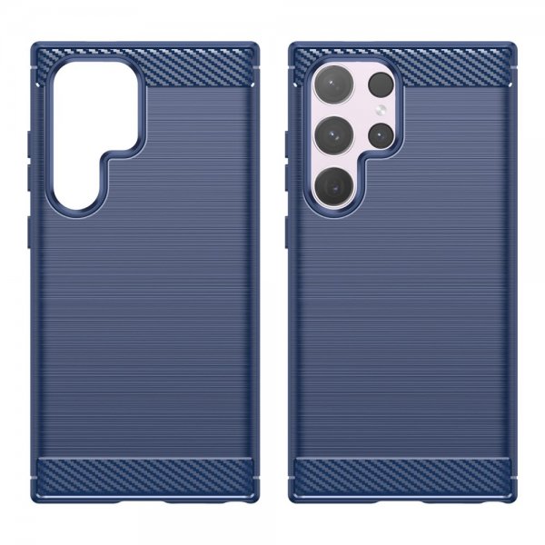 Samsung Galaxy S24 Ultra Skal Borstad Kolfibertextur Blå