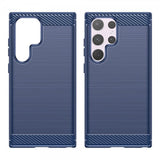 Samsung Galaxy S24 Ultra Skal Borstad Kolfibertextur Blå