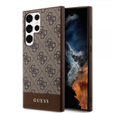Guess Samsung Galaxy S24 Ultra Skal Bottom Stripe Metal Logo Brun
