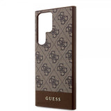 Guess Samsung Galaxy S24 Ultra Skal Bottom Stripe Metal Logo Brun