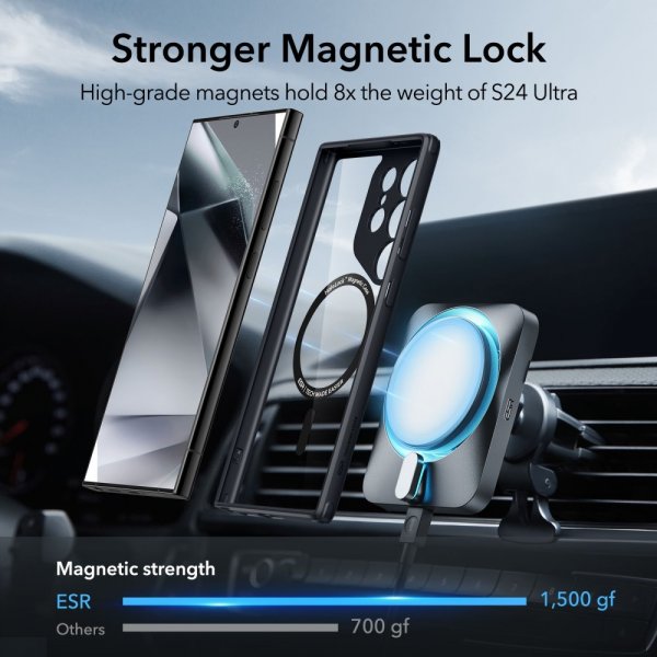 ESR Samsung Galaxy S24 Ultra Skal Classic Hybrid HaloLock Clear Black
