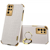 Samsung Galaxy S24 Ultra Skal Krokodilmönster Finger Ring Vit