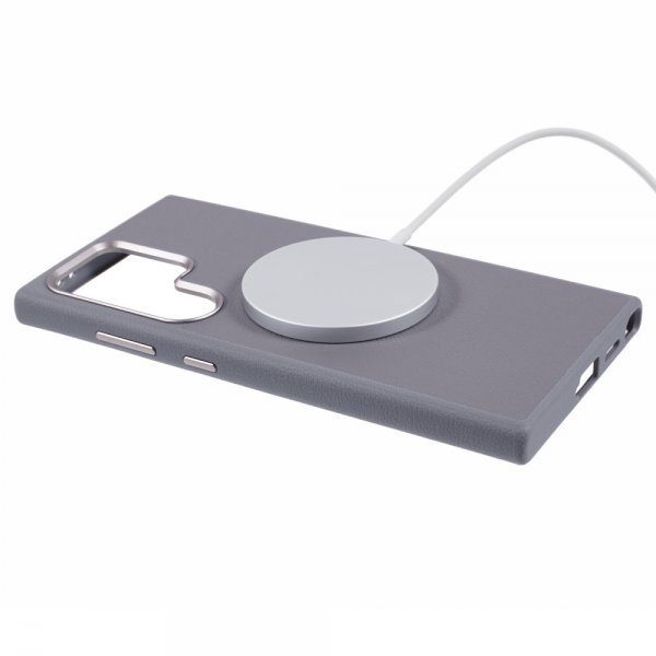 X-Level Samsung Galaxy S24 Ultra Skal Lädertextur MagSafe Grå