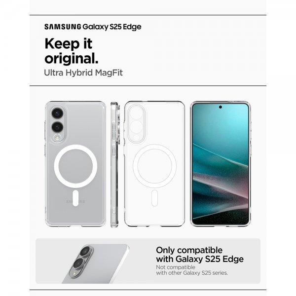 Spigen Samsung Galaxy S25 Edge Skal Ultra Hybrid MagFit Clear White