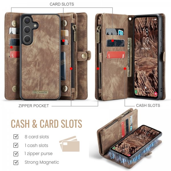 CaseMe Samsung Galaxy S25 FE Fodral 008 Series Löstagbart Skal Brun