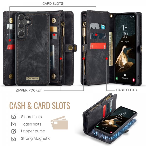 CaseMe Samsung Galaxy S25 FE Fodral 008 Series Löstagbart Skal Svart