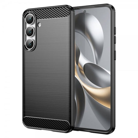 Samsung Galaxy S25 FE Skal Borstad Kolfibertextur Svart