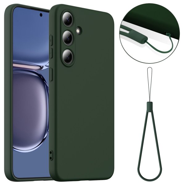 Samsung Galaxy S25 FE Skal med Strap Silikon MagSafe Mörkgrön