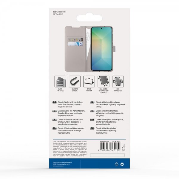 Vivanco Samsung Galaxy S25 Fodral Classic Wallet Greige