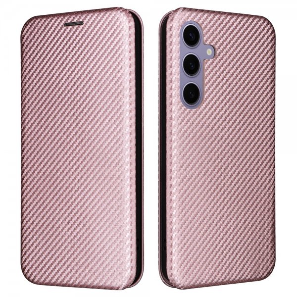 Samsung Galaxy S25 Fodral Kolfibertextur Roseguld