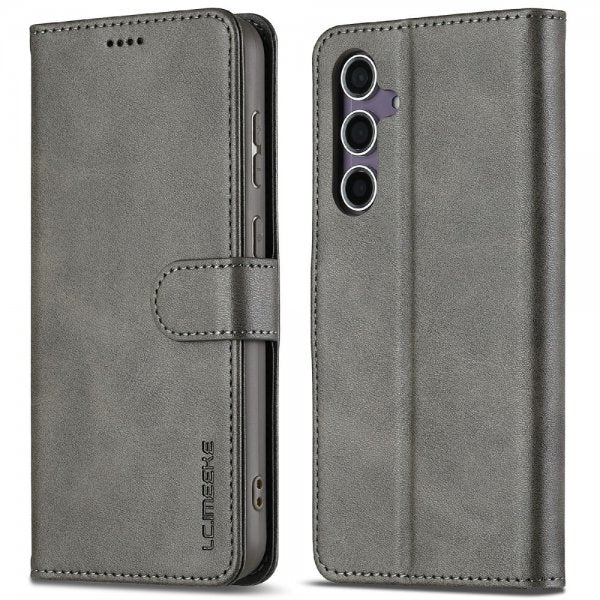 Lc.Imeeke Samsung Galaxy S25 Fodral med Kortfack Stativfunktion Grå