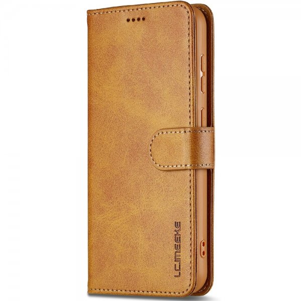 Lc.Imeeke Samsung Galaxy S25 Fodral med Kortfack Stativfunktion Ljusbrun