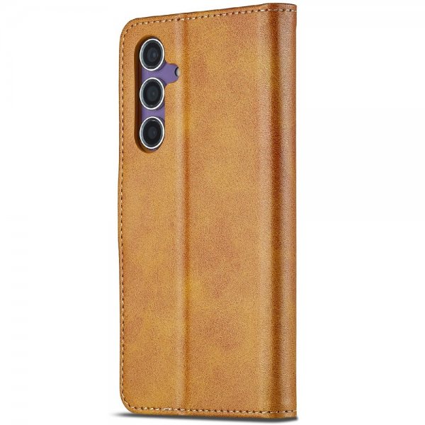Lc.Imeeke Samsung Galaxy S25 Fodral med Kortfack Stativfunktion Ljusbrun