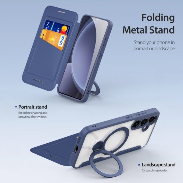Dux Ducis Samsung Galaxy S25 Fodral Skin X Pro Series Kickstand MagSafe Blå