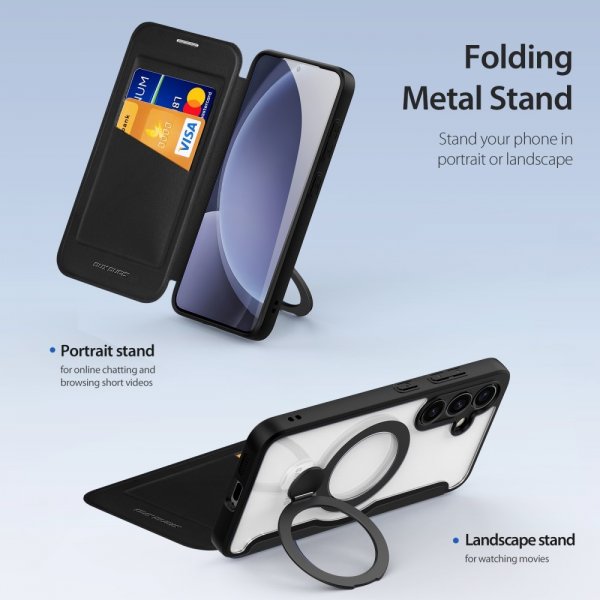 Dux Ducis Samsung Galaxy S25 Fodral Skin X Pro Series Kickstand MagSafe Svart