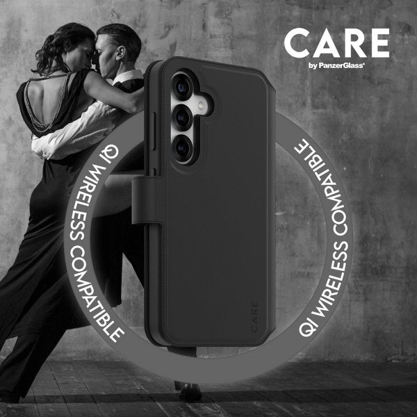 CARE by PanzerGlass Samsung Galaxy S25 Fodral Tango Two-in-One Wallet MagSafe Svart