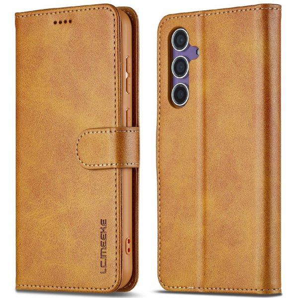Lc.Imeeke Samsung Galaxy S25 Plus Fodral med Kortfack Stativfunktion Ljusbrun