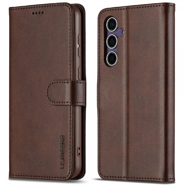 Lc.Imeeke Samsung Galaxy S25 Plus Fodral med Kortfack Stativfunktion Mörkbrun