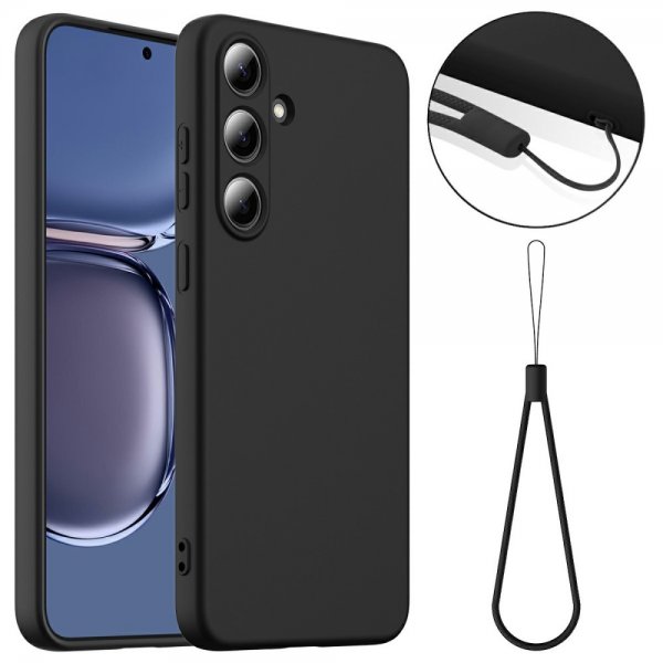 Samsung Galaxy S25 Plus Skal med Strap Silikon MagSafe Svart