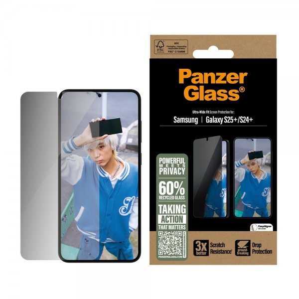 PanzerGlass Samsung Galaxy S24 Plus/Galaxy S25 Plus Skärmskydd Ultra-Wide Fit Privacy EasyAligner