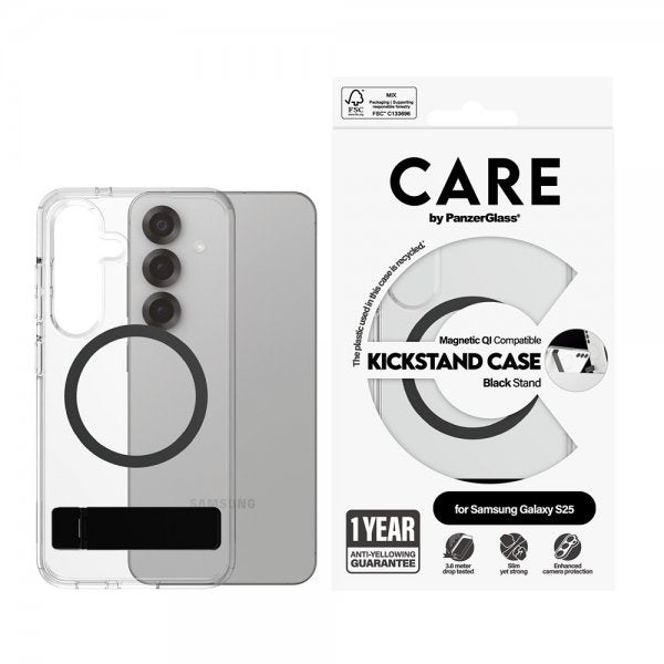 CARE by PanzerGlass Samsung Galaxy S25 Skal Kickstand MagSafe Svart