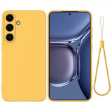 Samsung Galaxy S25 Skal med Strap Silikon Gul
