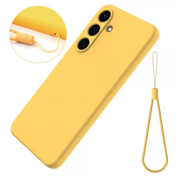 Samsung Galaxy S25 Skal med Strap Silikon Gul