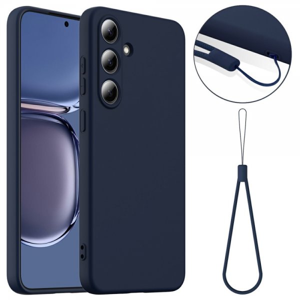 Samsung Galaxy S25 Skal med Strap Silikon MagSafe Mörkblå