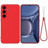 Samsung Galaxy S25 Skal med Strap Silikon Röd