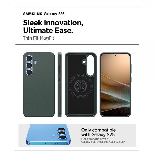 Spigen Samsung Galaxy S25 Skal Thin Fit MagFit Abyss Green