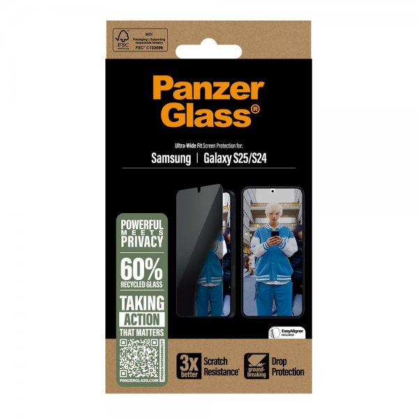PanzerGlass Samsung Galaxy S24/Galaxy S25 Skärmskydd Ultra-Wide Fit Privacy EasyAligner