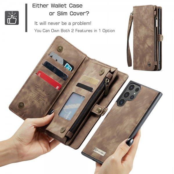 CaseMe Samsung Galaxy S25 Ultra Fodral 008 Series Löstagbart Skal Brun