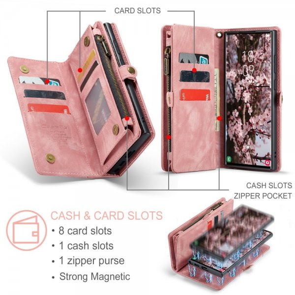 CaseMe Samsung Galaxy S25 Ultra Fodral 008 Series Löstagbart Skal Rosa