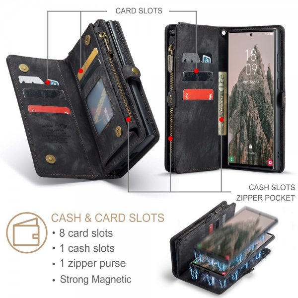 CaseMe Samsung Galaxy S25 Ultra Fodral 008 Series Löstagbart Skal Svart