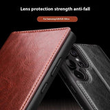 Qialino Samsung Galaxy S25 Ultra Fodral Äkta Läder Brun