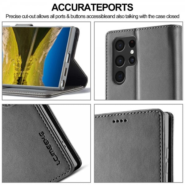 Lc.Imeeke Samsung Galaxy S25 Ultra Fodral med Kortfack Stativfunktion Grå