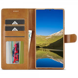 Lc.Imeeke Samsung Galaxy S25 Ultra Fodral med Kortfack Stativfunktion Ljusbrun