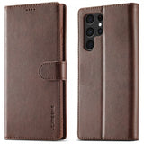 Lc.Imeeke Samsung Galaxy S25 Ultra Fodral med Kortfack Stativfunktion Mörkbrun