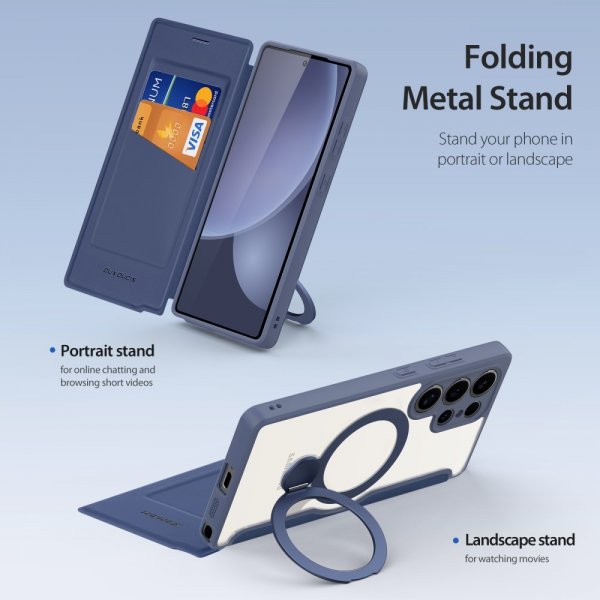 Dux Ducis Samsung Galaxy S25 Ultra Fodral Skin X Pro Series Kickstand MagSafe Blå