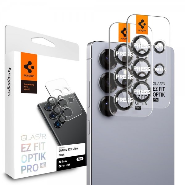 Spigen Samsung Galaxy S25 Ultra Kameraskydd GLAS.tR EZ Fit Optik Pro 2-pack Svart